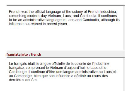 An English paragraph translated into French